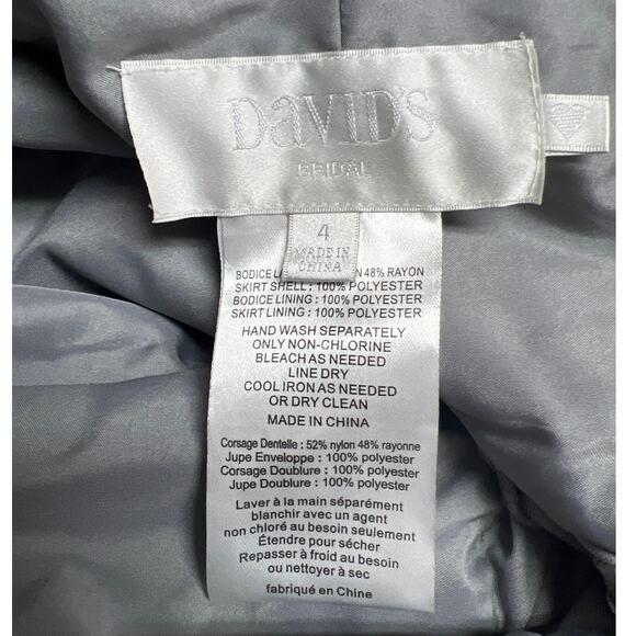 David’s Bridal Gray Long Formal Lace Bodice Sleeveless Dress Bridesmaid Size 4 - Picture 4 of 7